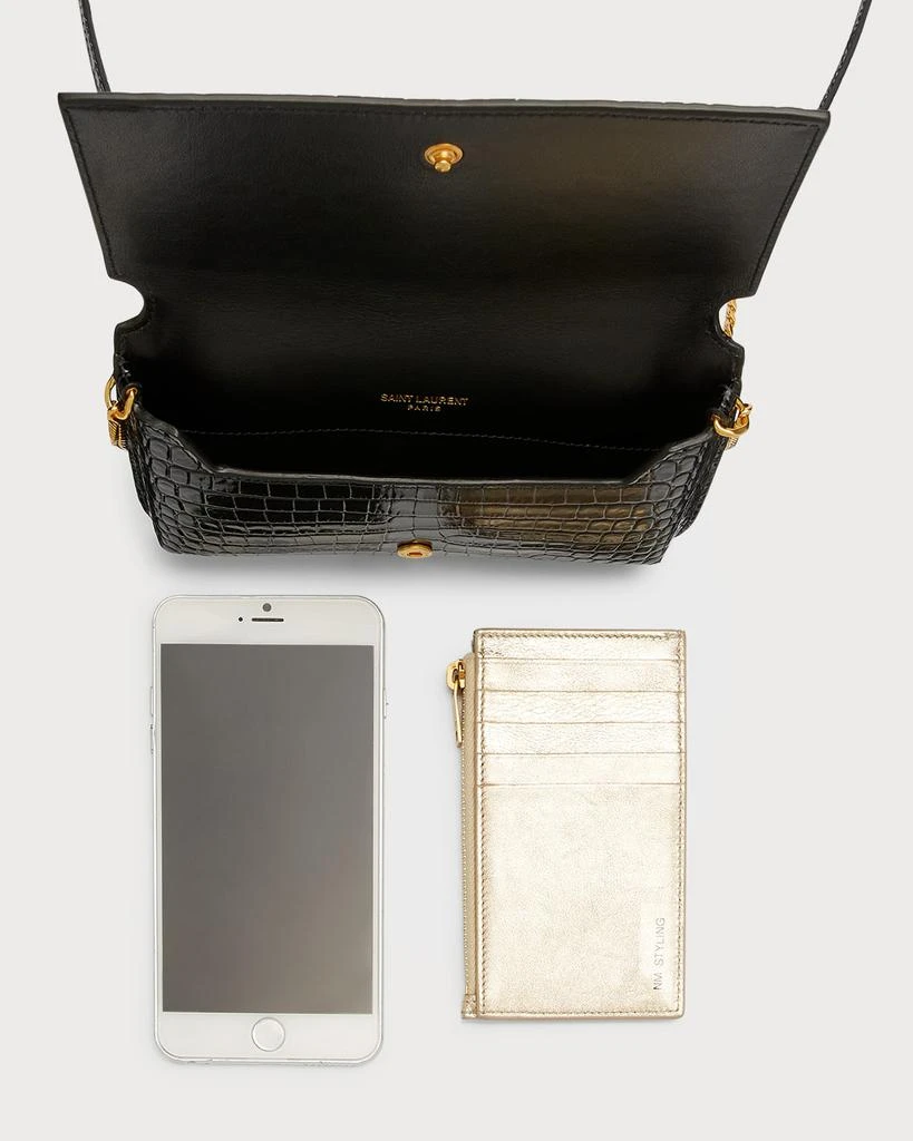 YSL Croc-Embossed Phone Holder Shoulder Bag 商品