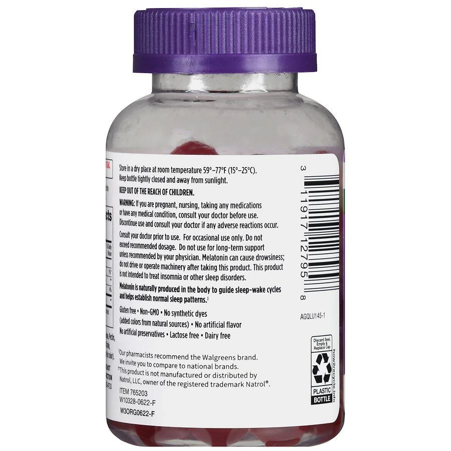 商品Walgreens|Melatonin 5 mg Gummies Strawberry,价格¥97,第4张图片详细描述