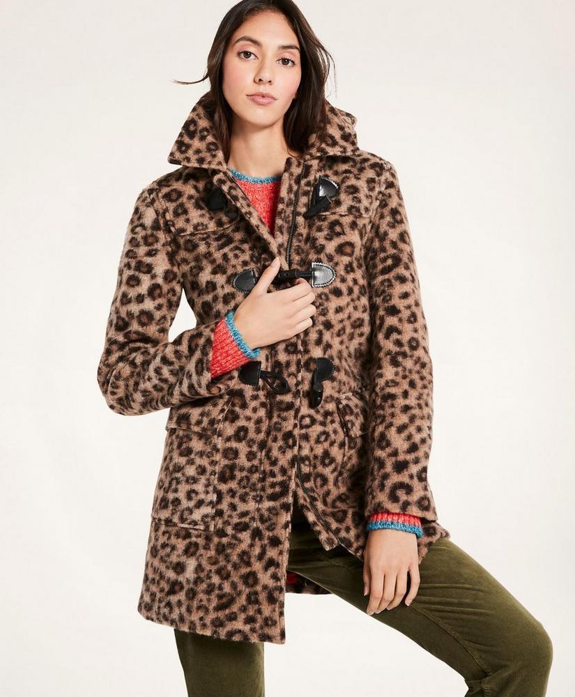 Wool Blend Toggle Leopard Coat商品第1张图片规格展示