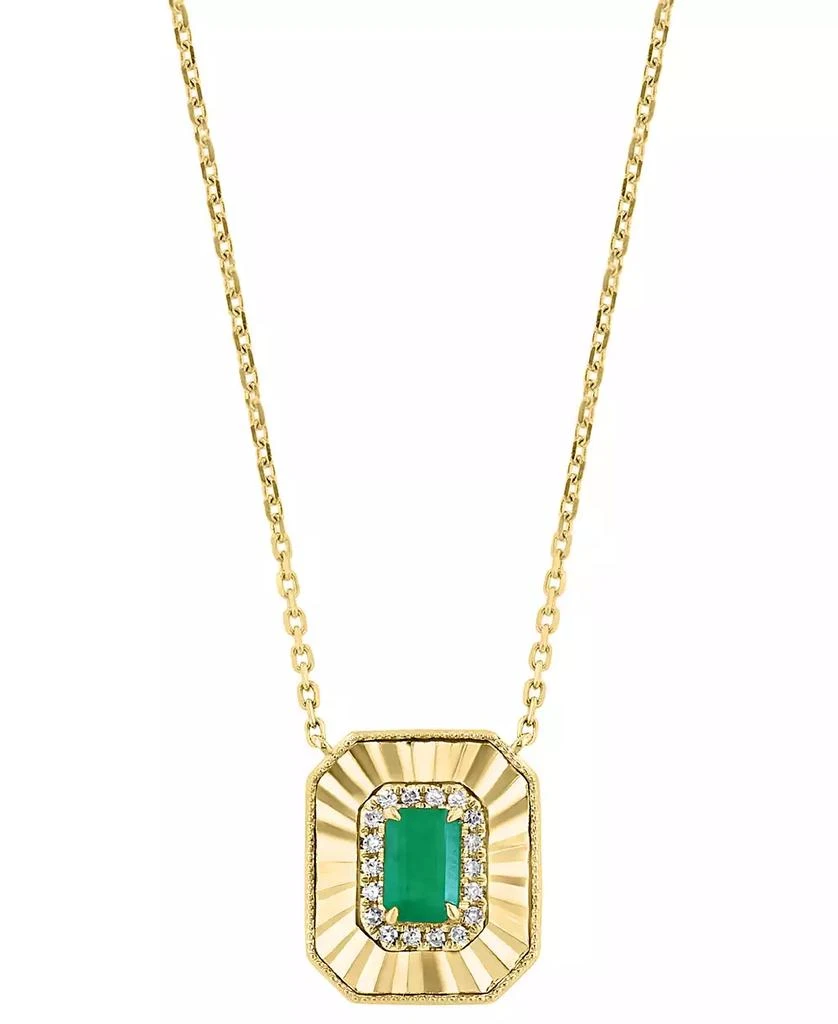 商品Effy|EFFY® Sapphire (5/8 ct. t.w.) & Diamond (1/10 ct. t.w.) Octagon Disc Pendant Necklace in 14k Gold, 17-1/4" + 3/4" extender (Also available in Emerald),价格¥5379,第1张图片