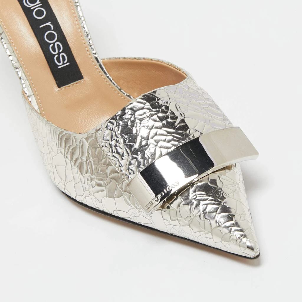 Sergio Rossi Silver Croc Embossed Mule Sandals Size 40 商品