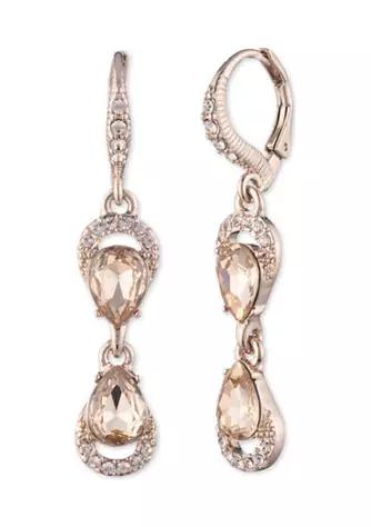 Rose Gold Tone Silk Pear Double Drop Earrings商品第1张图片规格展示