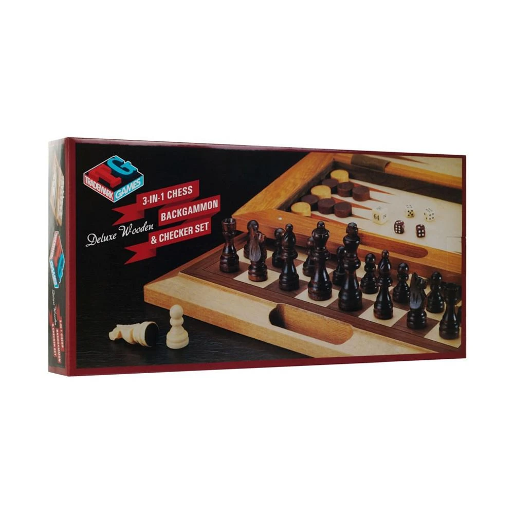 商品Trademark Global|Trademark Games Deluxe Wooden 3-In-1 Chess, Backgammon Checker Set,价格¥528,第4张图片详细描述