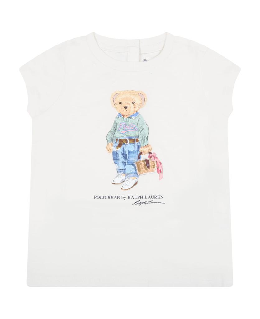 White T-shirt For Baby Girl With Iconic Bear商品第1张图片规格展示