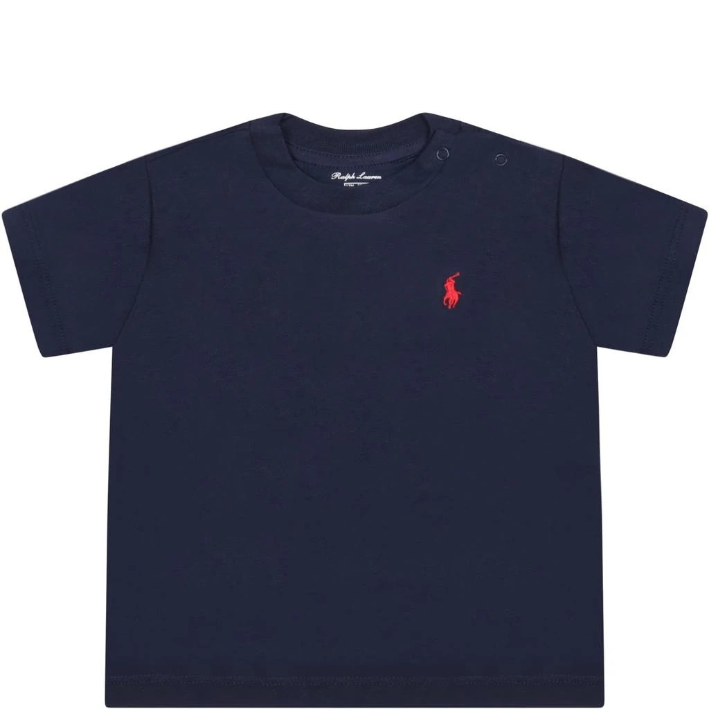 商品Ralph Lauren|Blue T-shirt For Baby Kids With Iconic Pony Logo,价格¥670,第1张图片