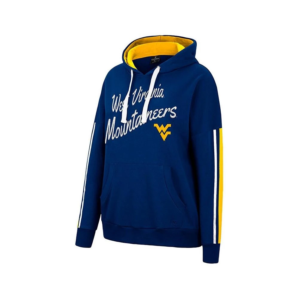 商品Colosseum|Women's Navy West Virginia Mountaineers Serena Oversized Sleeve Striping Pullover Hoodie,价格¥293,第3张图片详细描述