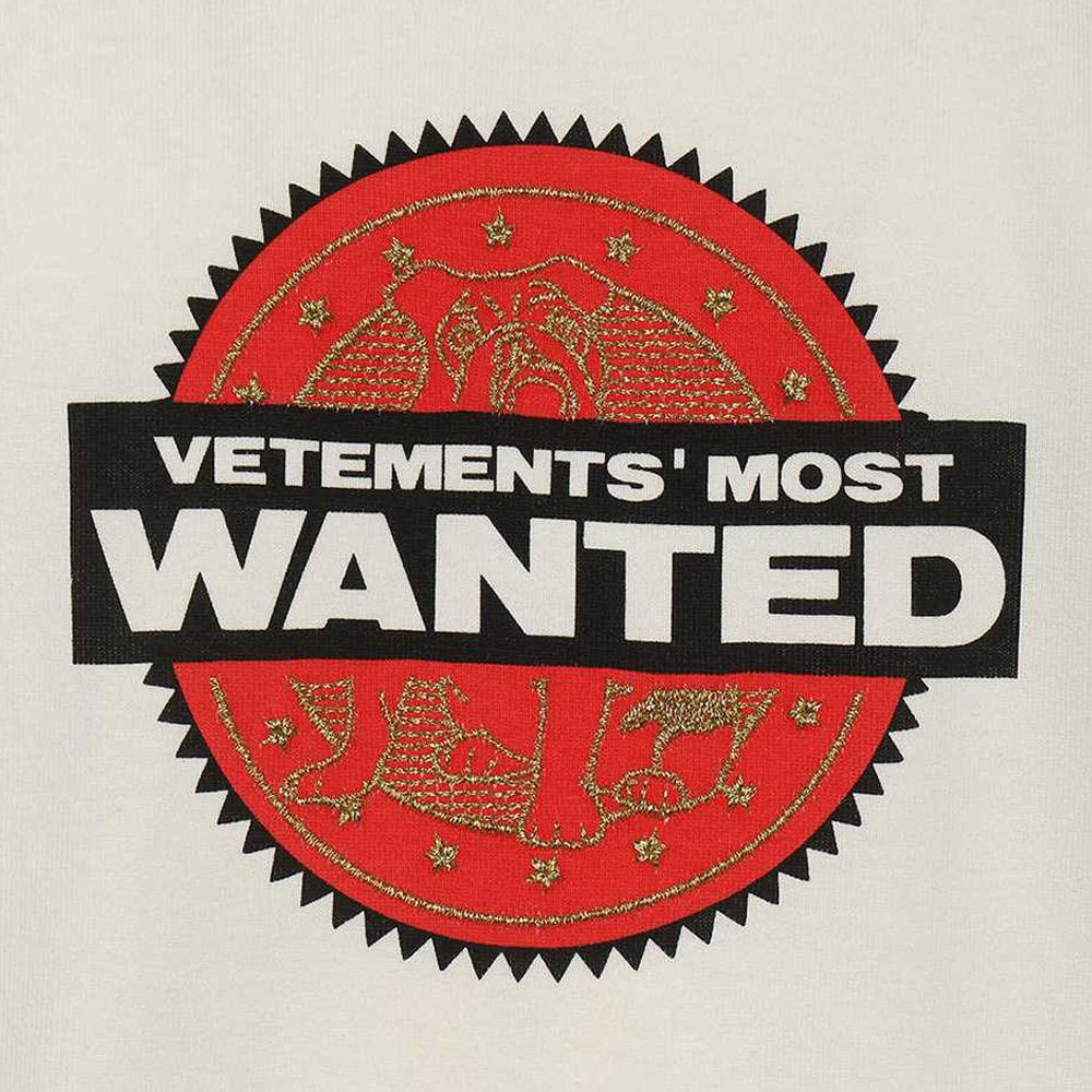 VETEMENTS 男士白色印花圆领短袖T恤 UE51TR520W-WHITE商品第2张图片规格展示