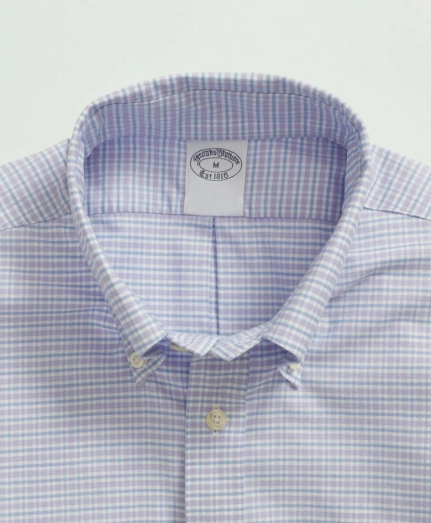 商品Brooks Brothers|Stretch Non-Iron Oxford Button-Down Collar, Mini Check Sport Shirt,价格¥414,第2张图片详细描述