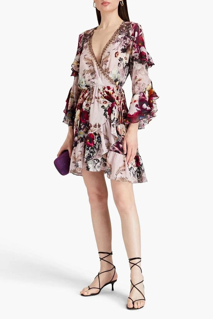 商品Camilla|Ruffled loral-print silk crepe de chine mini wrap dress,价格¥1419,第2张图片详细描述
