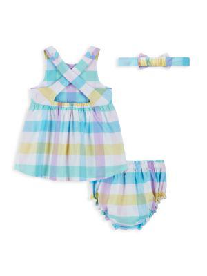 Baby Girl’s 3-Piece Check Dress, Bloomers & Headband Set商品第2张图片规格展示