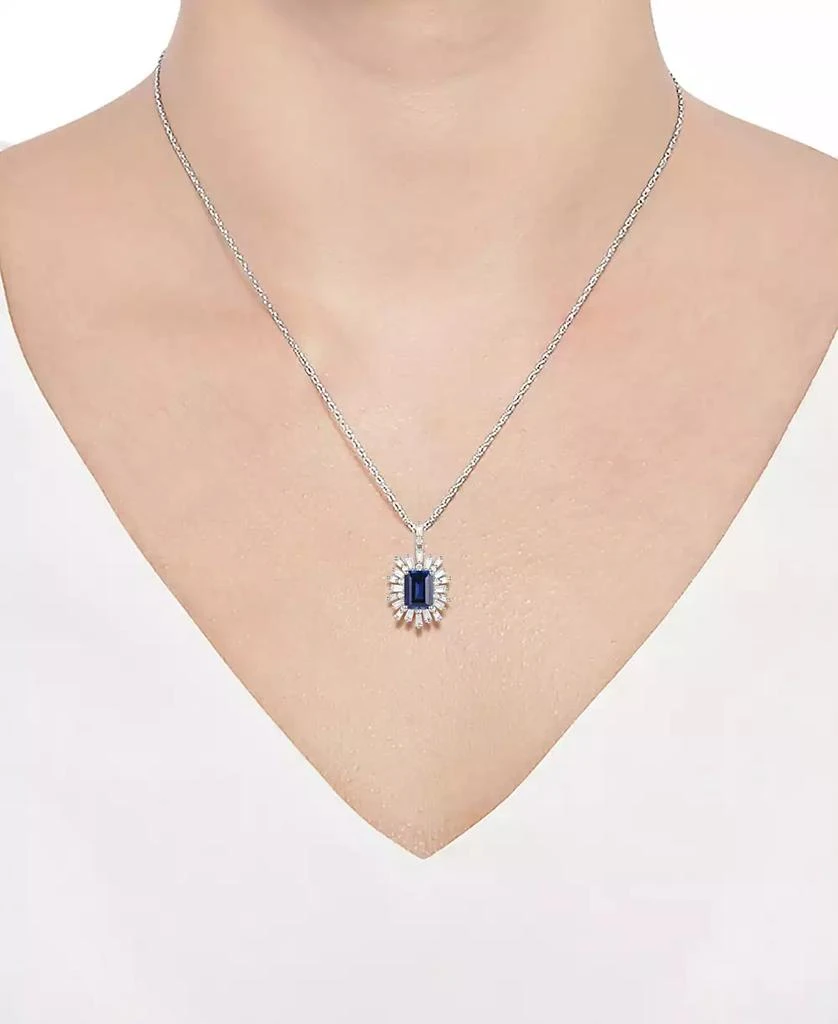 商品Macy's|Lab-Grown Sapphire (2 ct. t.w.) & Lab-Grown White Sapphire (1 ct. t.w.) 18" Pendant Necklace in Gold-Plated Sterling Silver (Also in Lab-Grown Emerald & Lab-Grown Ruby),价格¥655,第2张图片详细描述