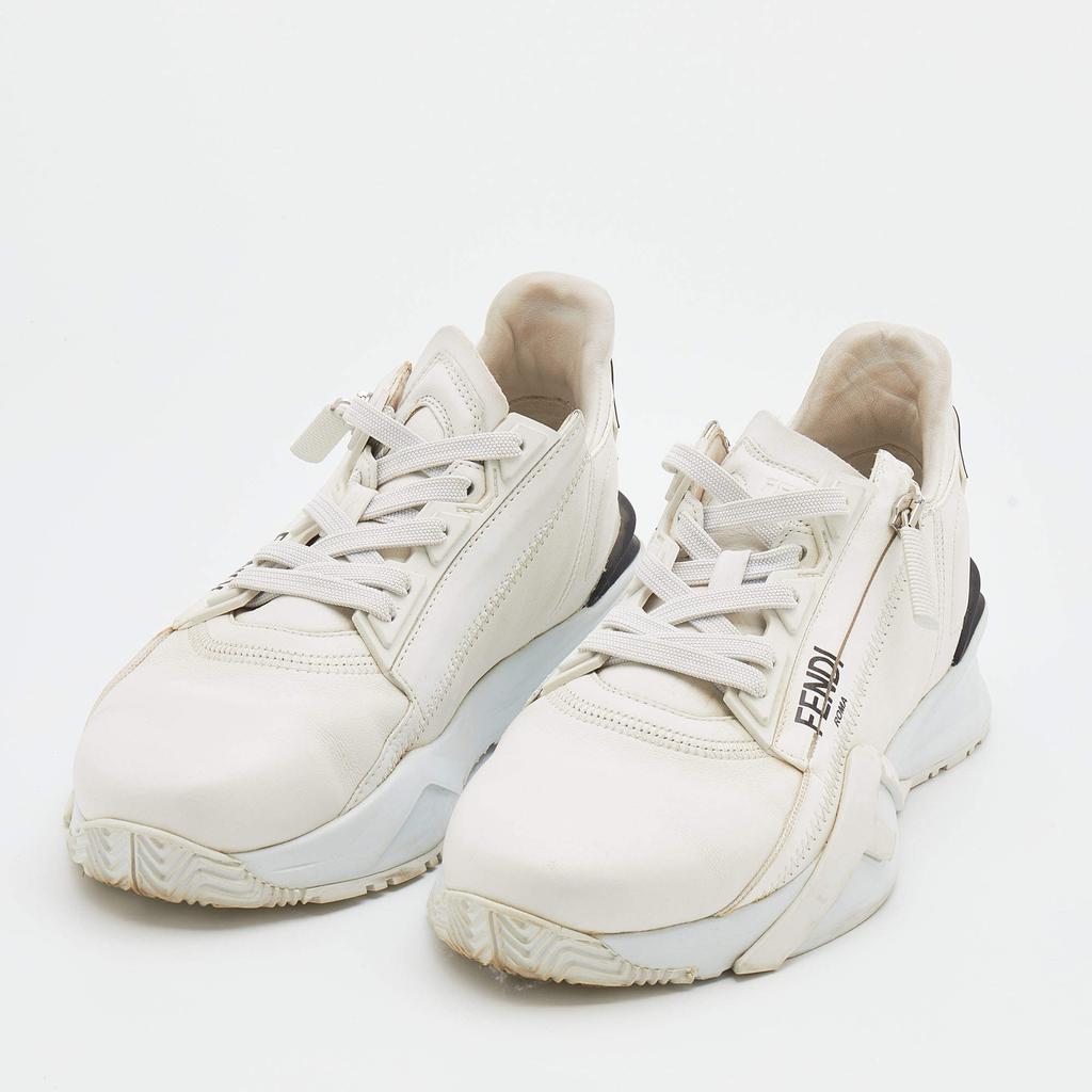 Fendi Off White Leather Fendi Flow Sneakers Size 38.5商品第2张图片规格展示