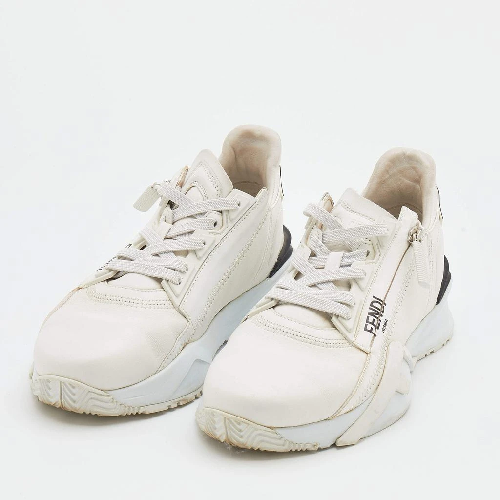 商品[二手商品] Fendi|Fendi Off White Leather Fendi Flow Sneakers Size 38.5,价格¥3520,第2张图片详细描述