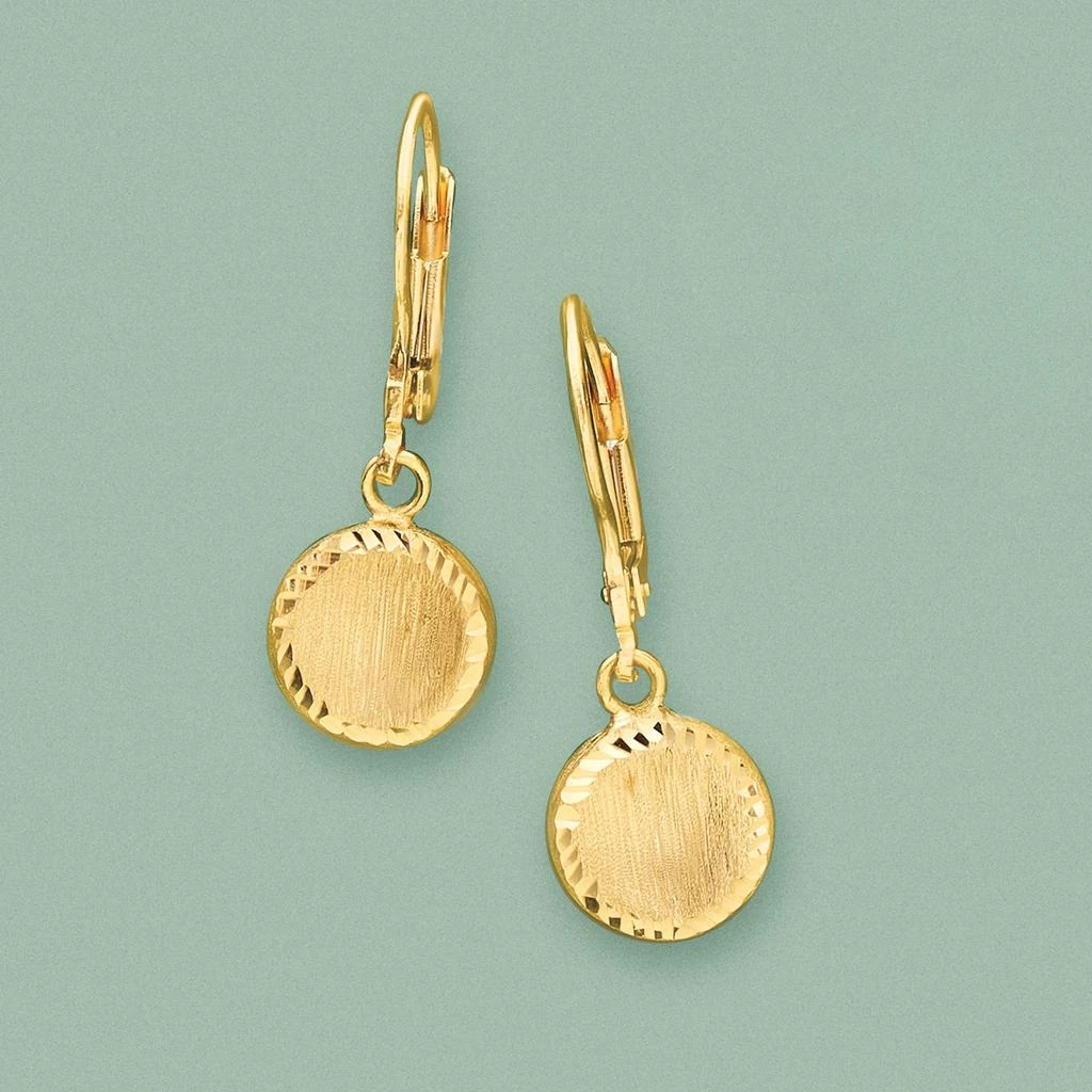 商品Ross-Simons|Ross-Simons Italian 18kt Yellow Gold Diamond-Cut and Brushed Circle Drop Earrings,价格¥2959,第4张图片详细描述