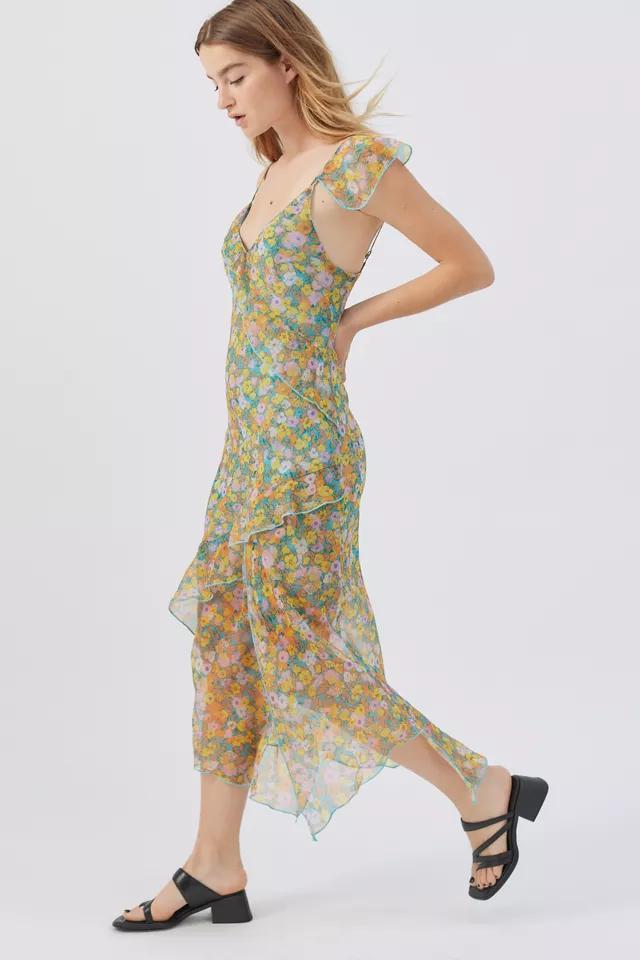 UO Shreen Asymmetrical Floral Midi Dress商品第1张图片规格展示