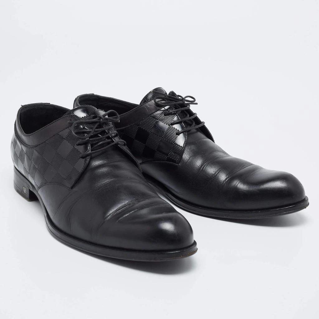 商品[二手商品] Louis Vuitton|Louis Vuitton Black Damier Embossed Leather Lace-Up Derby Size 43,价格¥2625,第4张图片详细描述