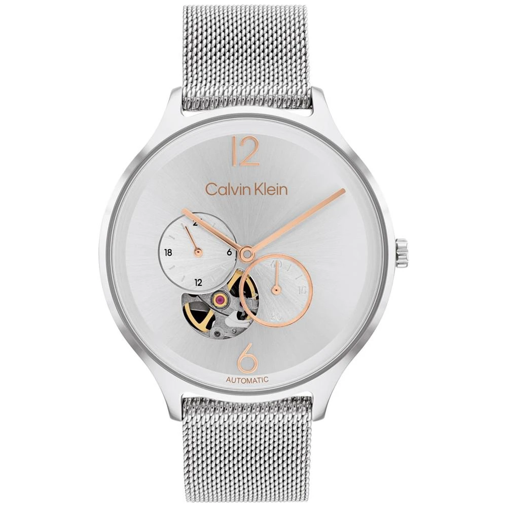 商品Calvin Klein|Men's Automatic Timeless Stainless Steel Mesh Bracelet Watch 38mm,价格¥1525,第1张图片