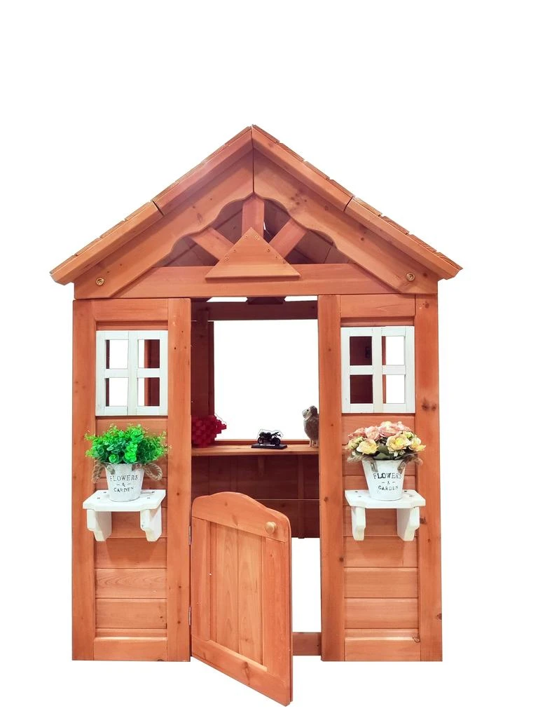 商品Streamdale Furniture|Streamdale All Wooden Kids Playhouse With 2 Windows And Flower Pot Holder,价格¥3619,第5张图片详细描述