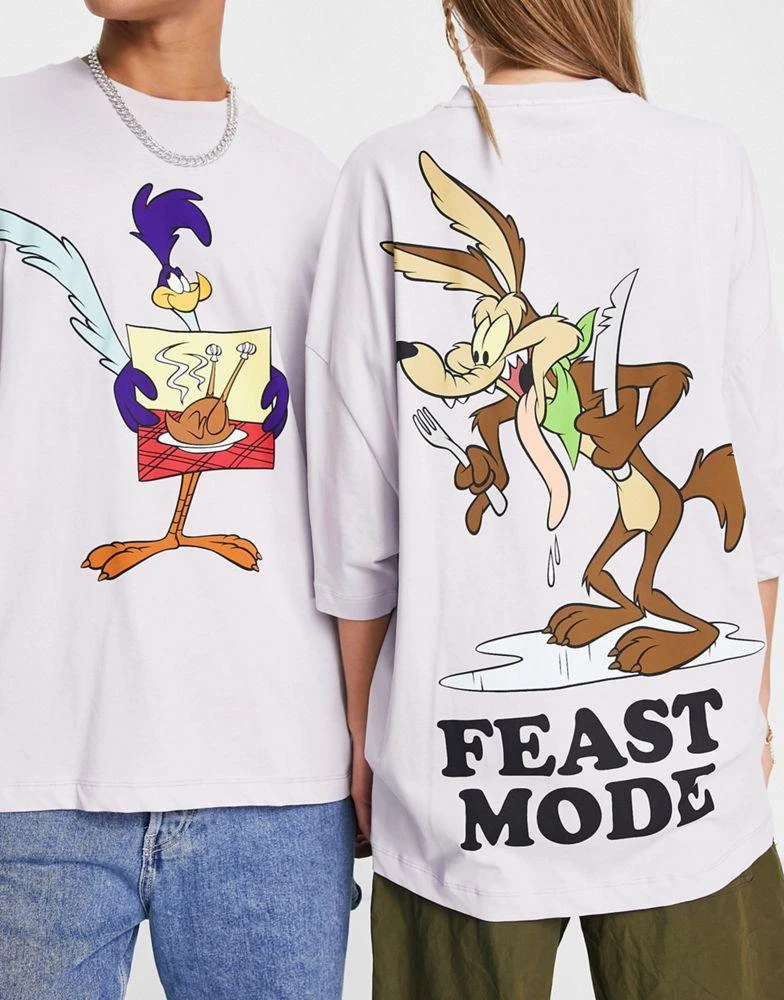 商品ASOS|ASOS DESIGN unisex oversized t-shirt with Thanksgiving Looney Tunes prints in purple,价格¥238,第3张图片详细描述