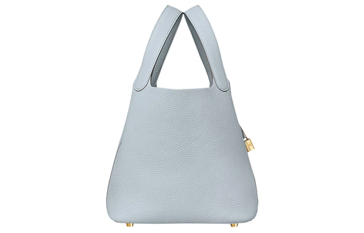商品[国内直发] Hermes|爱马仕 Picotin Lock 22 金扣无肩带 Clemence小公牛皮 菜篮子水桶包手提包 22 女款 08 Bleu Pale浅蓝色/圣杯蓝,价格¥34575,第3张图片详细描述