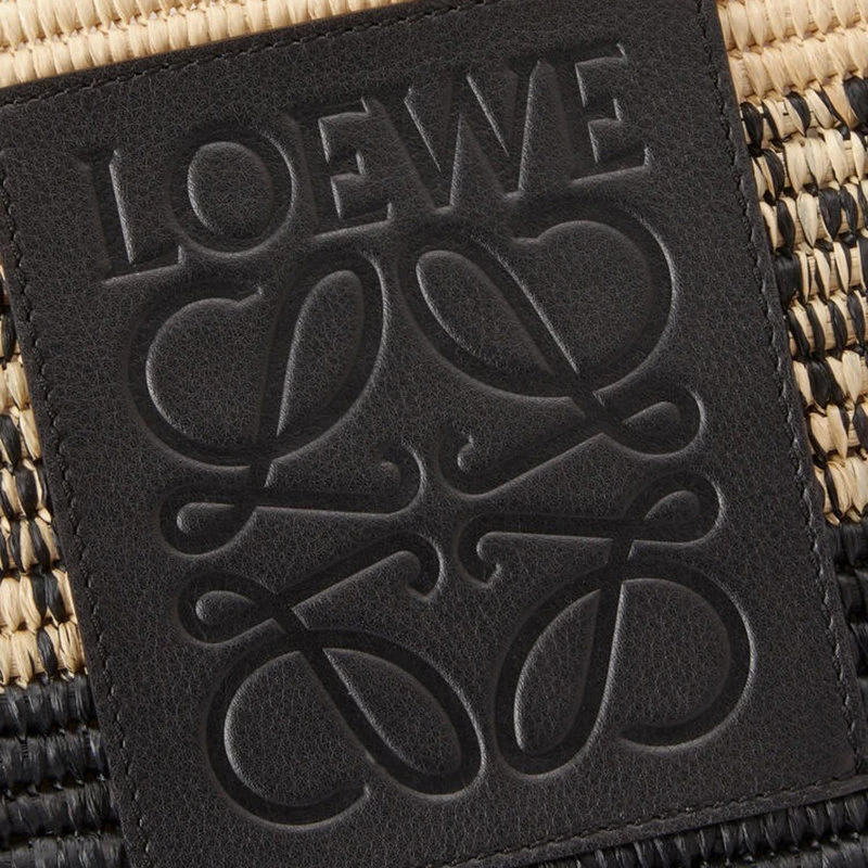 【预售3-7天】LOEWE/罗意威 22春夏新款Square Basket系列 自然色黑�色拉菲草编制渐变色篮子皮革手柄手提包A223099X22-2165 商品