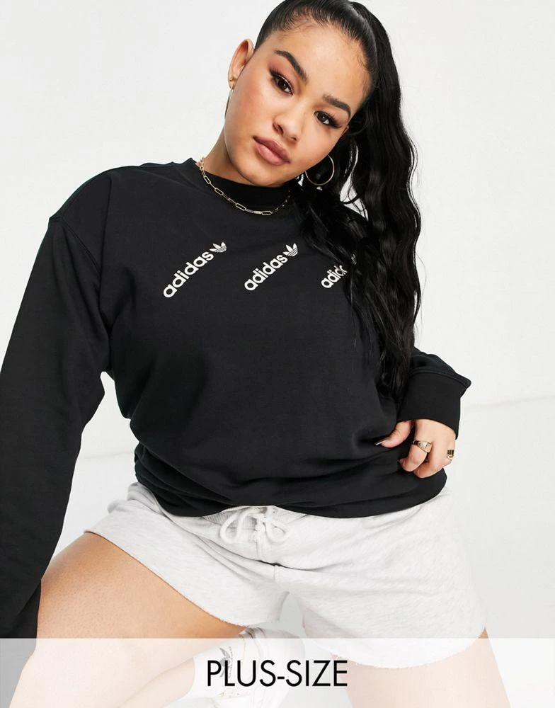 商品Adidas|addias Originals Plus 'Logomania' triple logo sweat in black,价格¥521,第1张图片