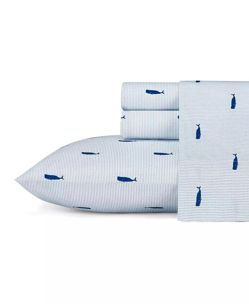 商品Nautica|Whale Stripe Cotton Percale 4-Piece Sheet Set, Full,价格¥399,第3张图片详细描述