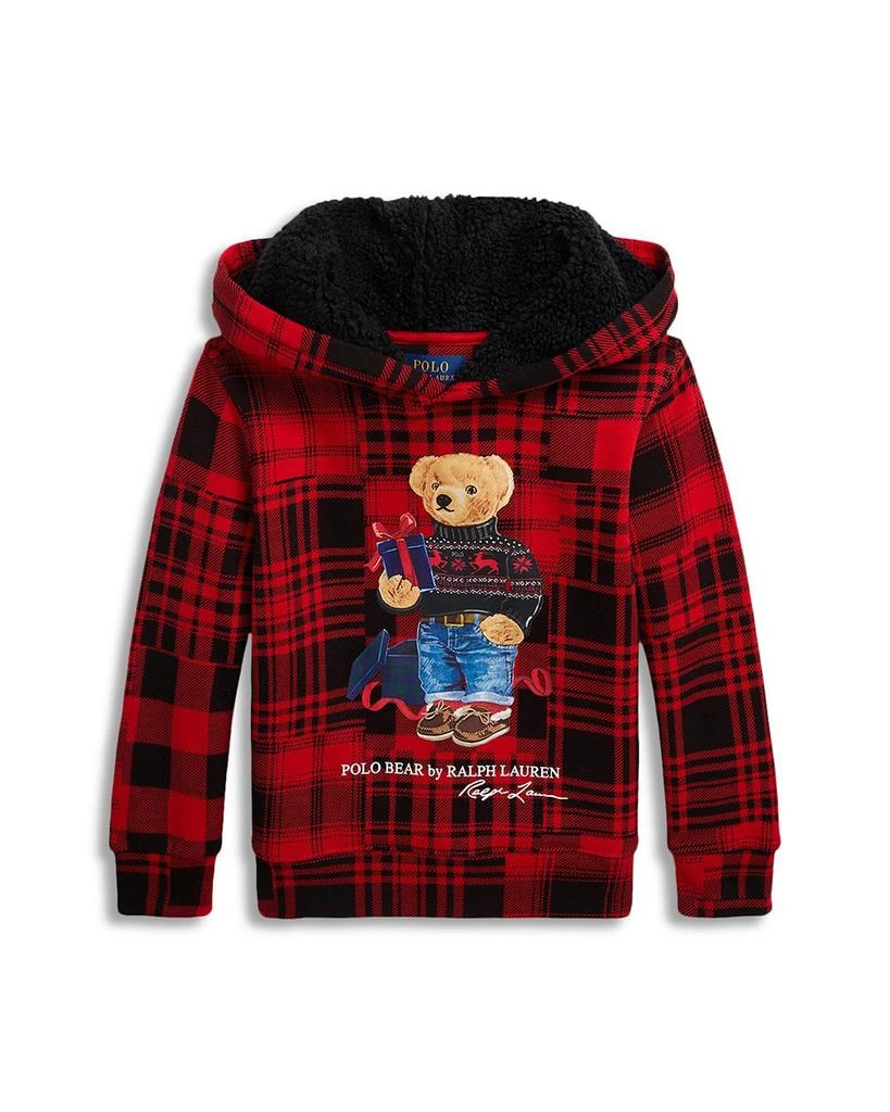 商品Ralph Lauren|Boys' Polo Bear Graphic Plaid Fleece Hoodie - Little Kid, Big Kid,价格¥742,第1张图片