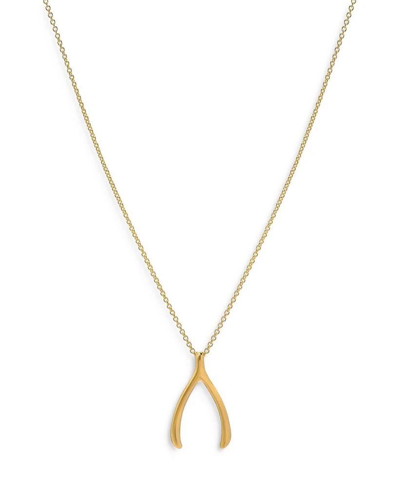 商品Zoe Lev|14K Yellow Gold Wishbone Pendant Necklace, 18",价格¥3627,第1张图片