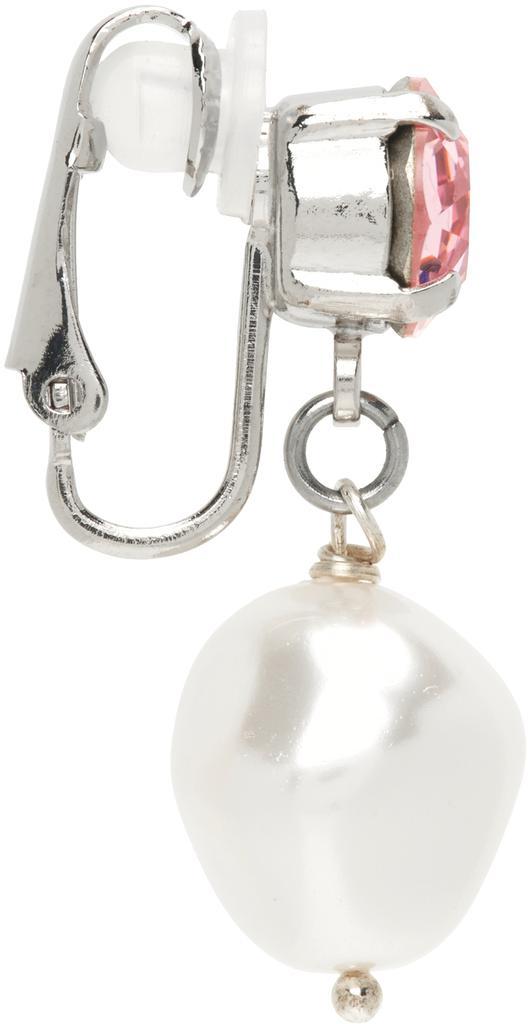 商品Justine Clenquet|SSENSE Exclusive Silver & Pink Deva Clip-On Earrings,价格¥568,第4张图片详细描述