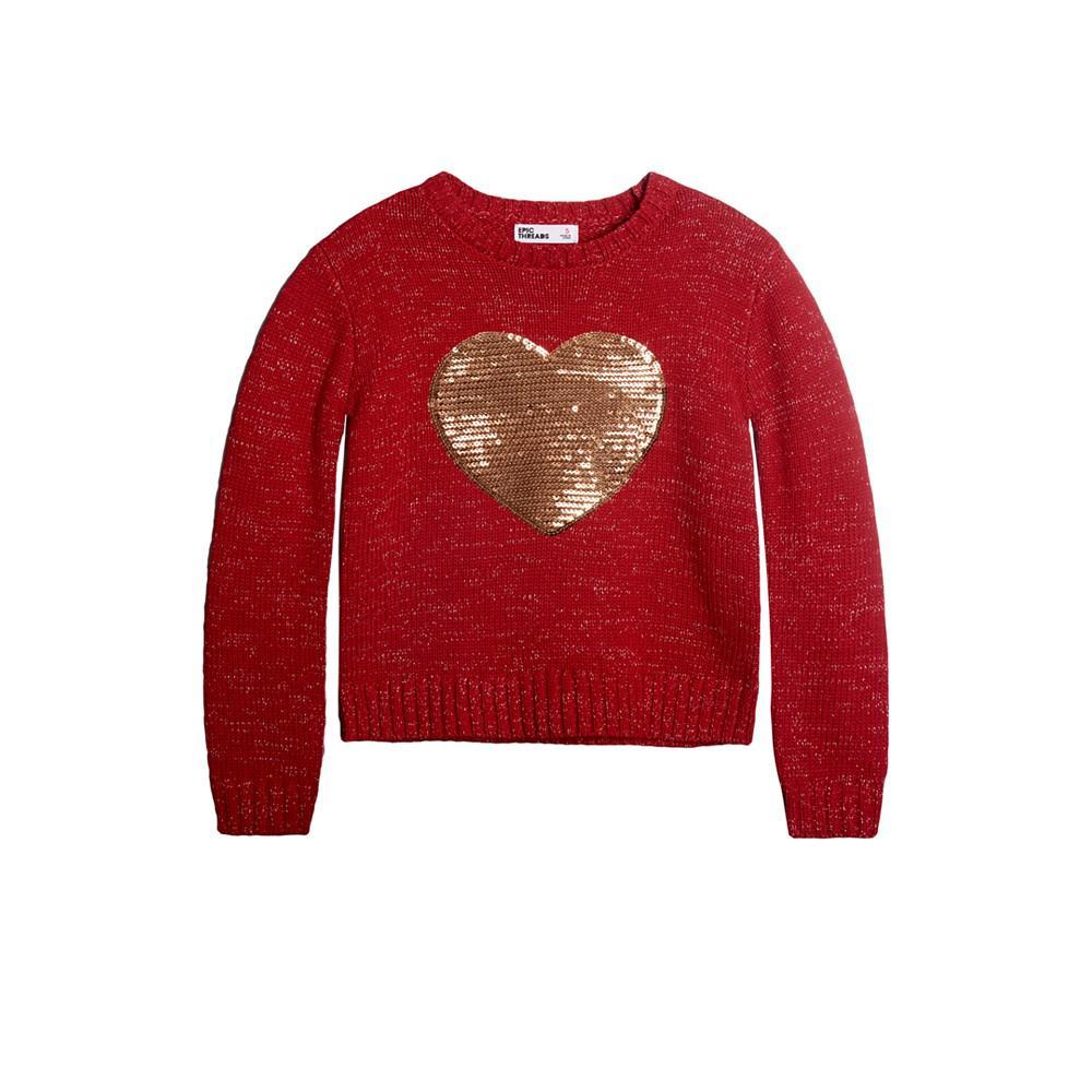商品Epic Threads|Little Girls Glitter Heart Sweater, Created For Macy's,价格¥278,第1张图片