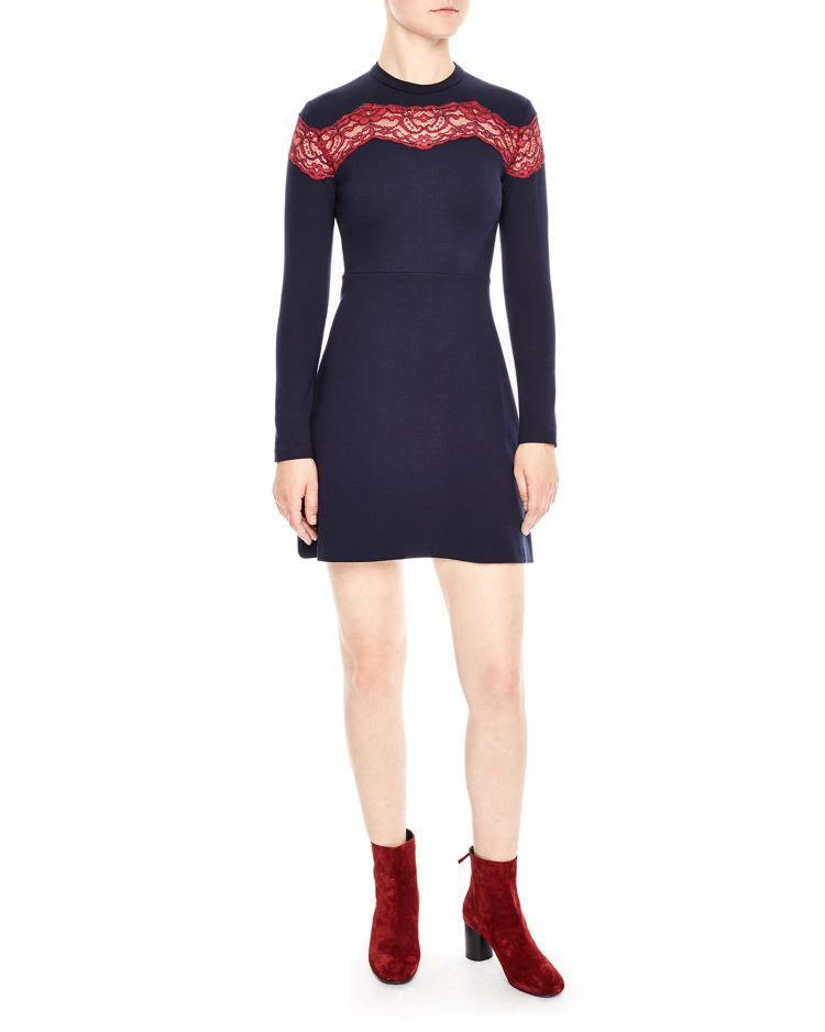 商品Sandro|Inset-Lace Fit & Flare Dress,价格¥2088,第1张图片
