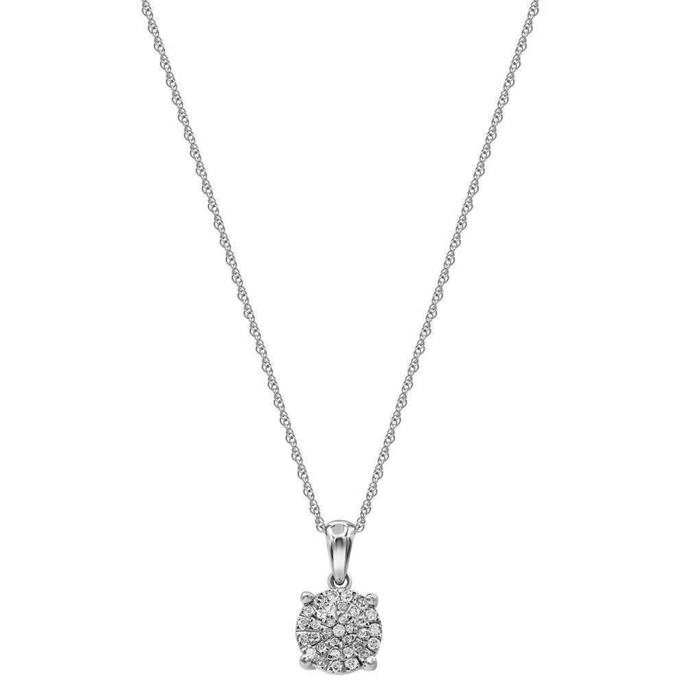 商品Macy's|Diamond Cluster Pendant Necklace (1/4 ct. t.w.) in Sterling Silver,价格¥1043,第3张图片详细描述