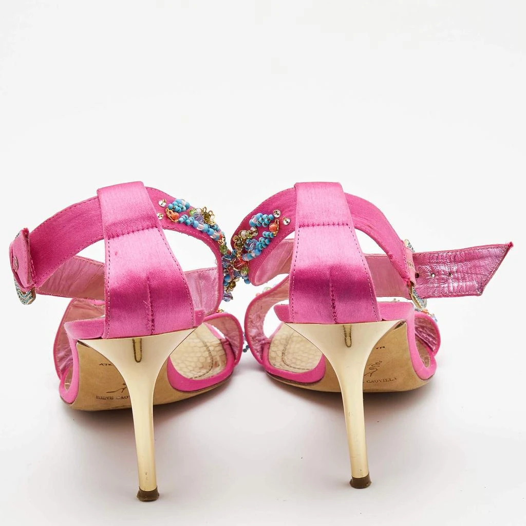 商品[二手商品] Rene Caovilla|René Caovilla Pink Satin Embellished Criss Cross Ankle Strap Sandals Size 38.5,价格¥1027,第5张图片详细描述