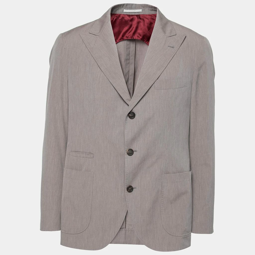 商品[二手商品] Brunello Cucinelli|Brunello Cucinelli Grey Cotton Single Breasted Blazer M,价格¥3690,第1张图片