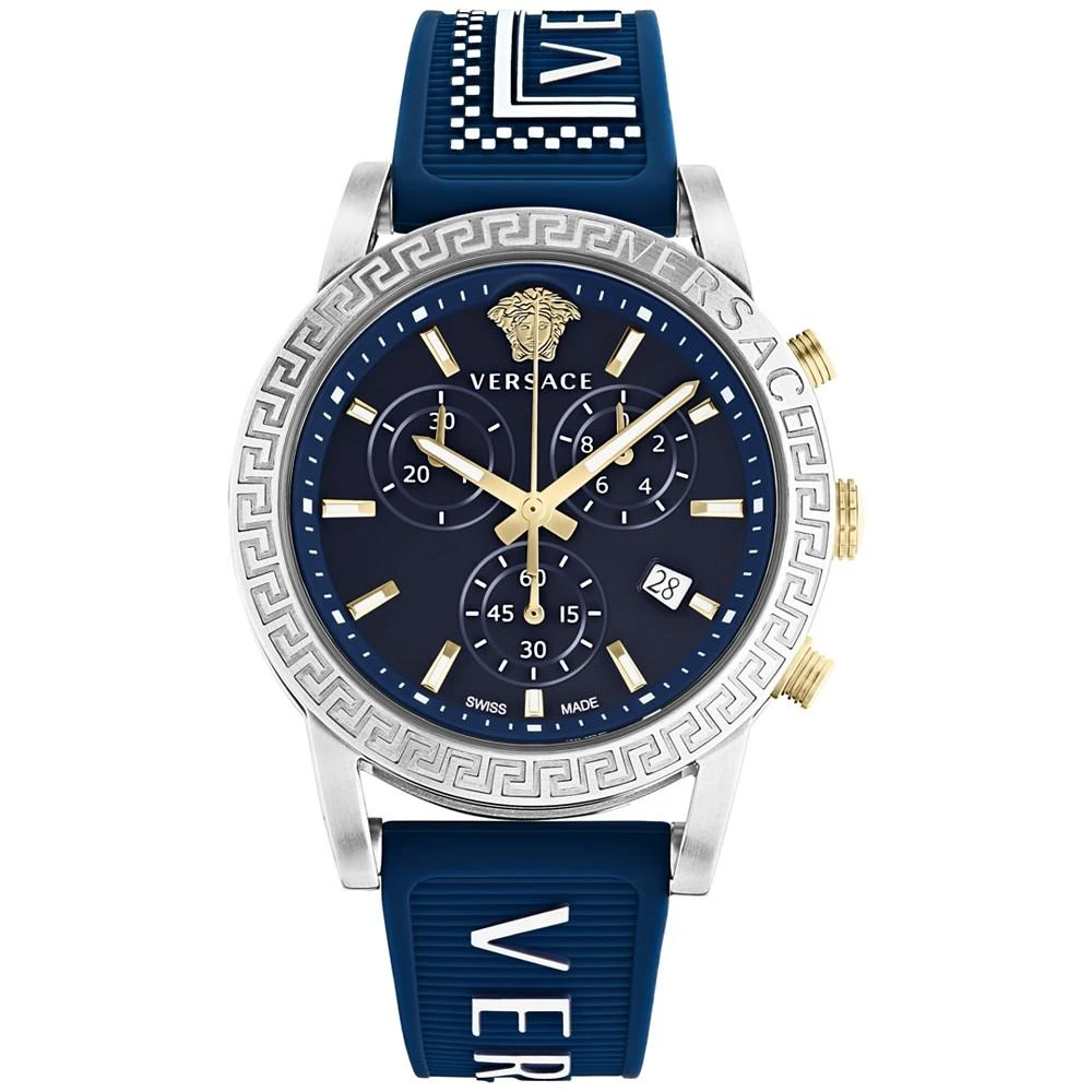 商品Versace|Women's Chronograph Sport Tech Blue Silicone Strap Watch 40mm,价格¥8940,第1张图片