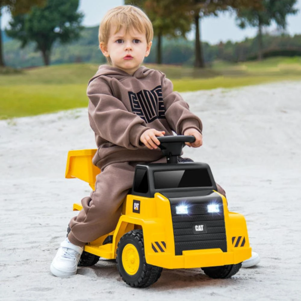 商品Hivvago|6V Electric Licensed Caterpillar Construction Vehicle with One-Button Start-Yellow,价格¥1072,第1张图片