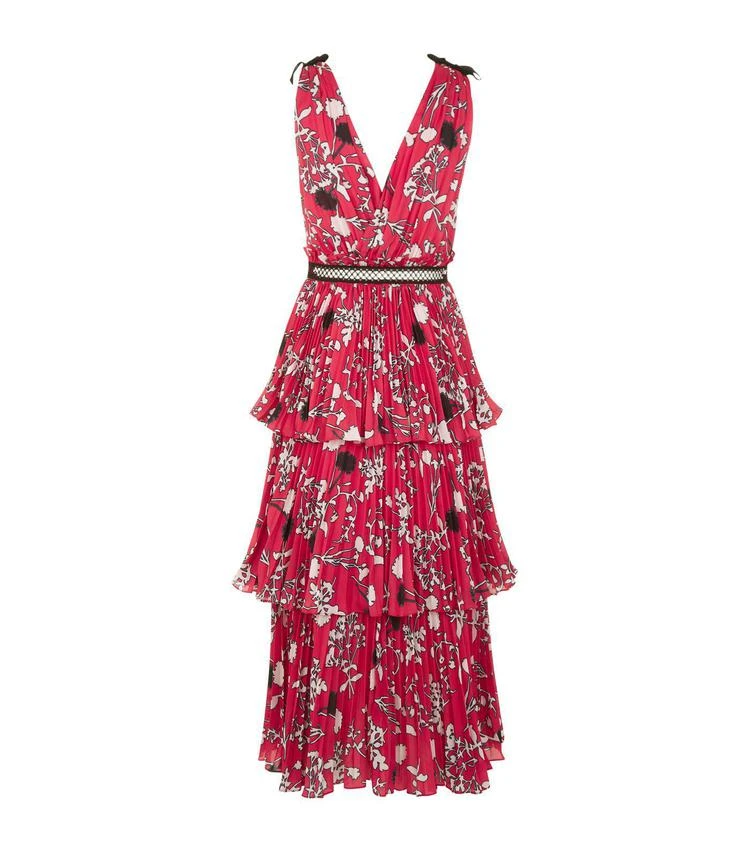 商品Self Portrait|Floral Tie Shoulder Midi Dress,价格¥1423,第2张图片详细描述