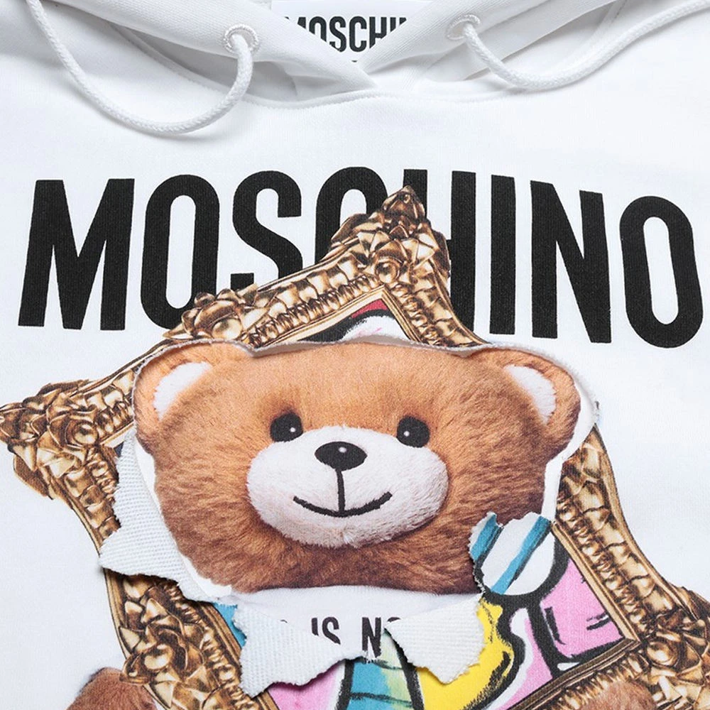MOSCHINO 女士白色印花棉质连帽卫衣 DA1710-0427-1001 商品