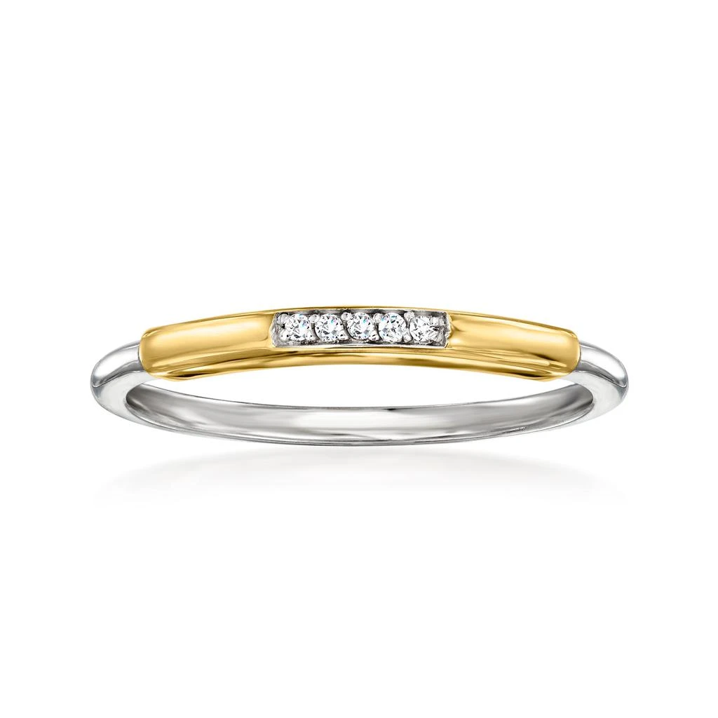 商品RS Pure|by Ross-Simons Diamond-Accented Ring in Sterling Silver and 14kt Yellow Gold,价格¥1501,第1张图片