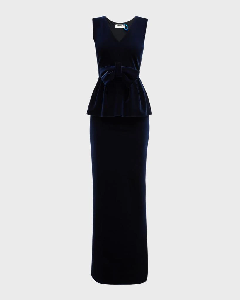 商品Chiara Boni|Fiamma Peplum Velvet Column Gown,价格¥2737,第3张图片详细描述