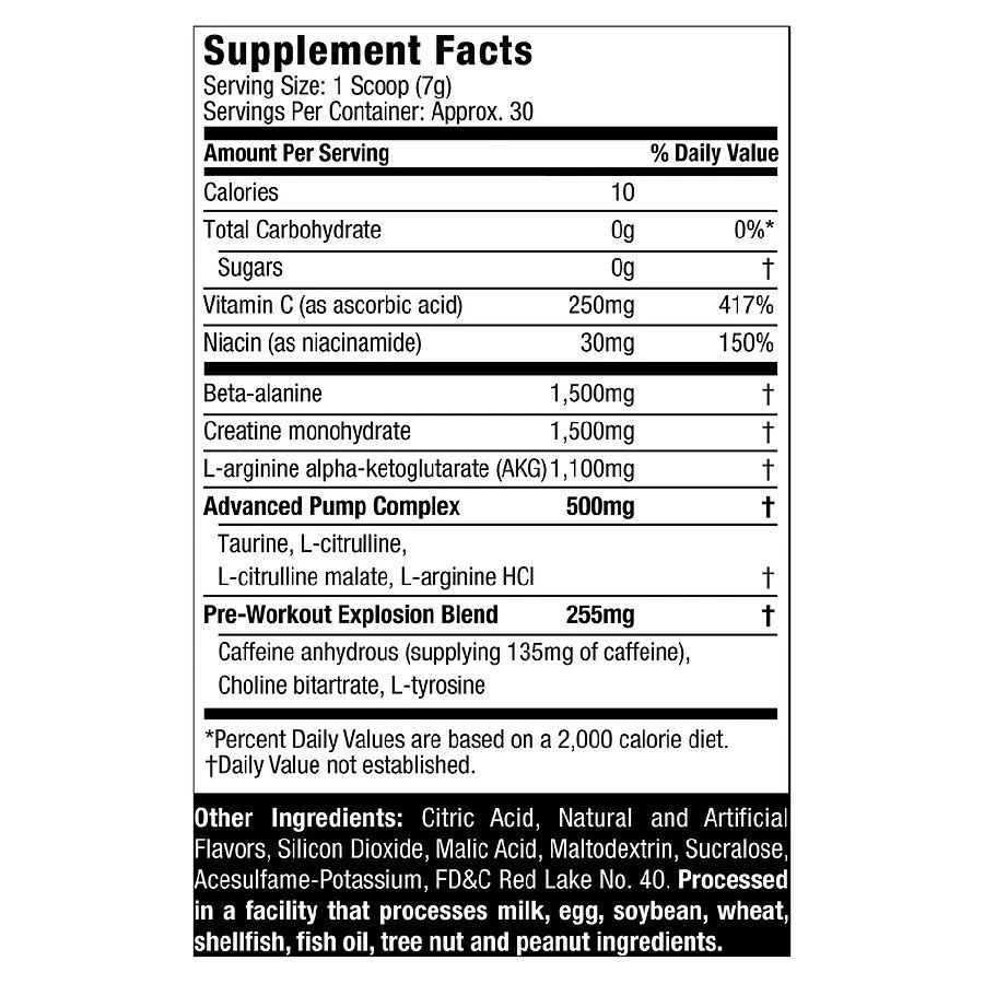 商品Six Star|Pre Workout Explosion Fruit Punch,价格¥149,第3张图片详细描述