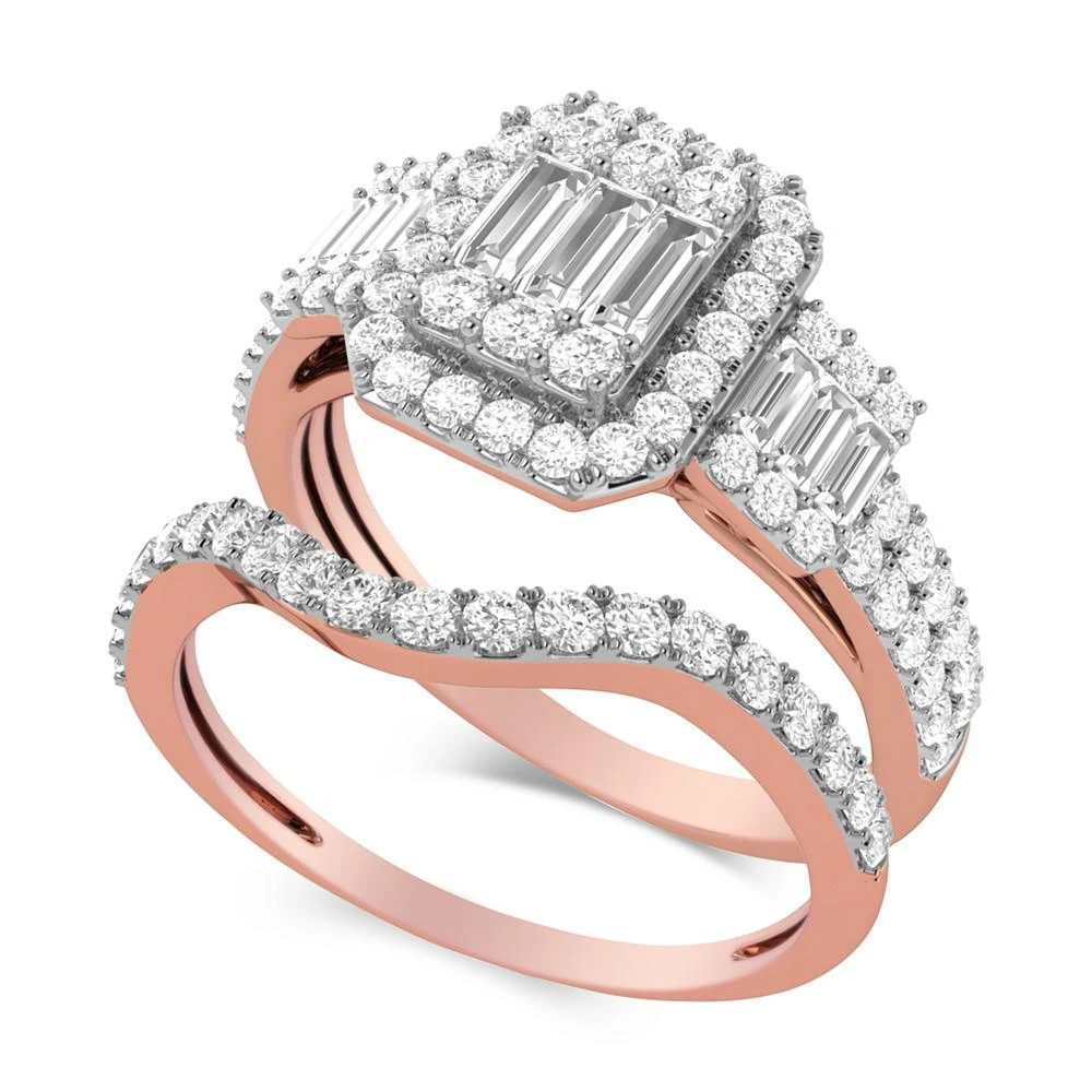 商品Macy's|Diamond Baguette Halo Bridal Set (3/4 ct. t.w.) in 14k Rose Gold,价格¥23919,第1张图片