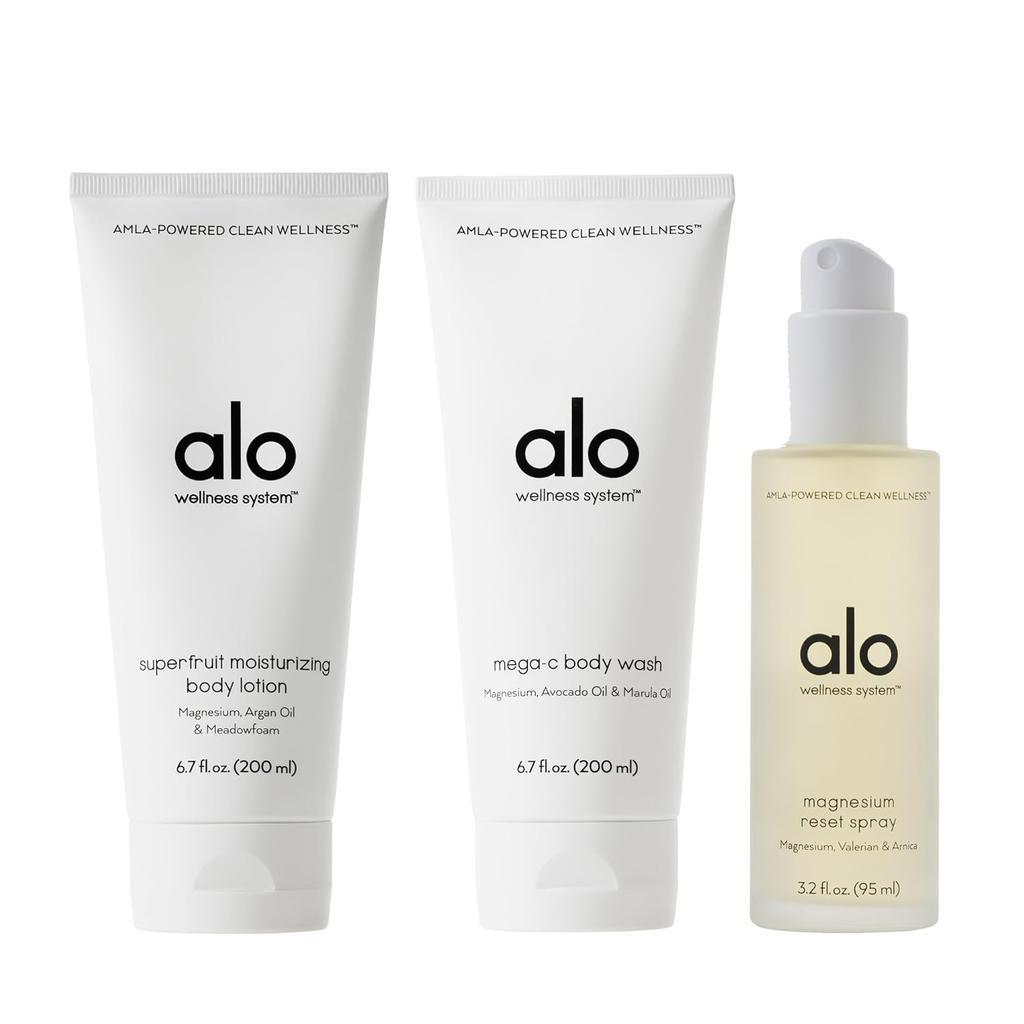 Alo ALO Refresh & Reset Set | Magnesium Reset Spray + Mega-C Body Wash +  Superfruit Body Lotion | Gentle for All Skin Types | Vegan & Cruelty-Free |  3.2 + 6.7 +