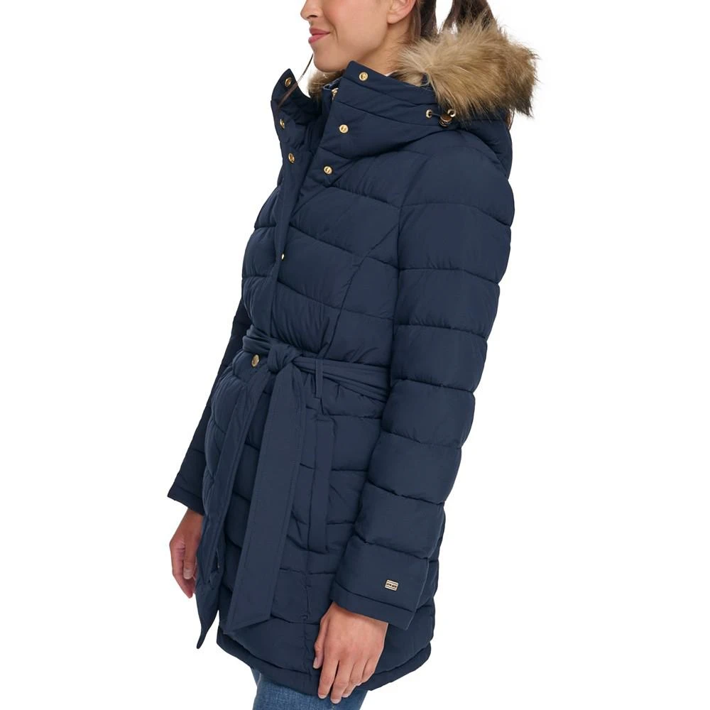 商品Tommy Hilfiger|Women's Belted Faux-Fur-Trim Hooded Puffer Coat, Created for Macy's,价格¥1123,第5张图片详细描述