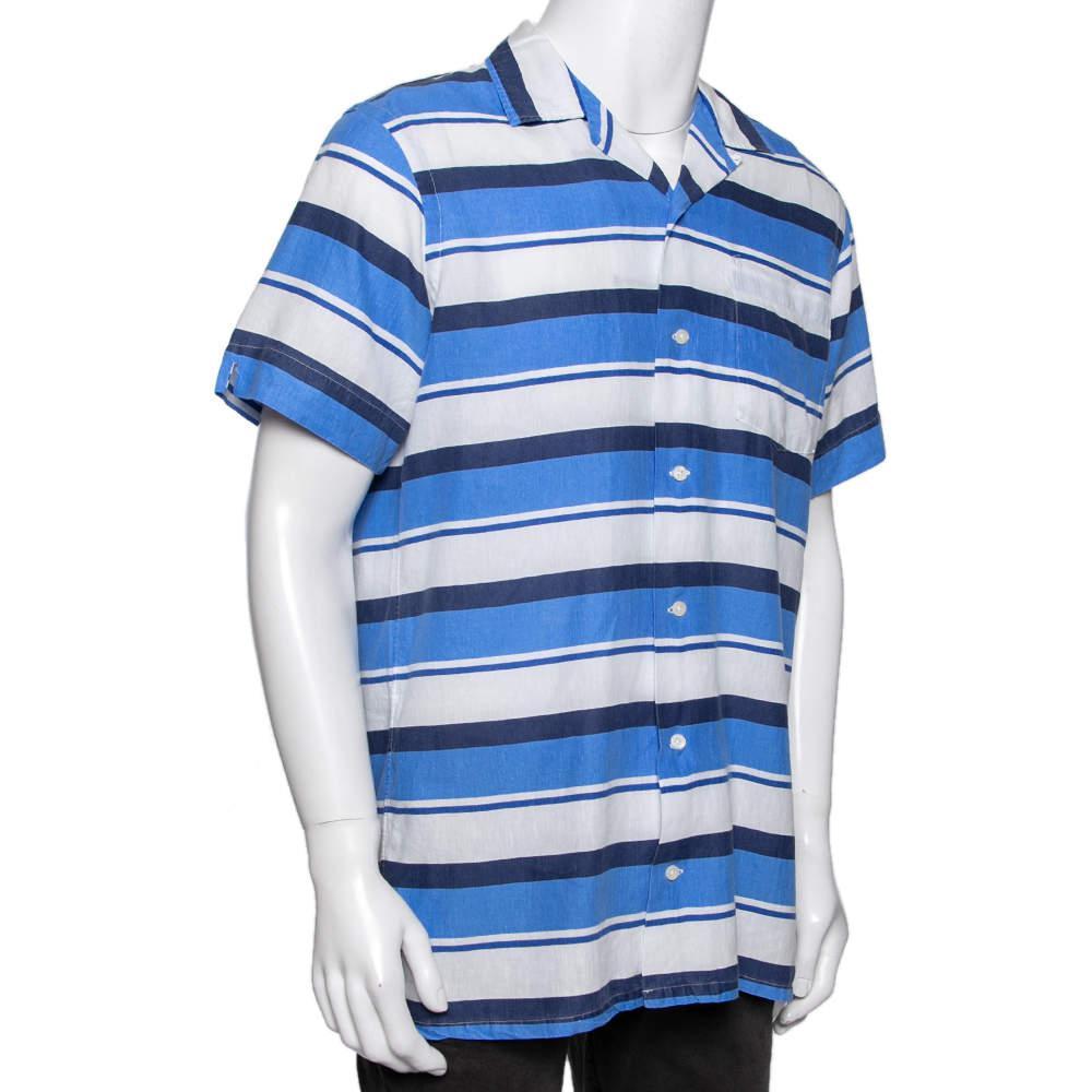 商品[二手商品] Ralph Lauren|Polo Ralph Lauren Blue & White Striped Button Front Short Sleeve Shirt M,价格¥765,第4张图片详细描述