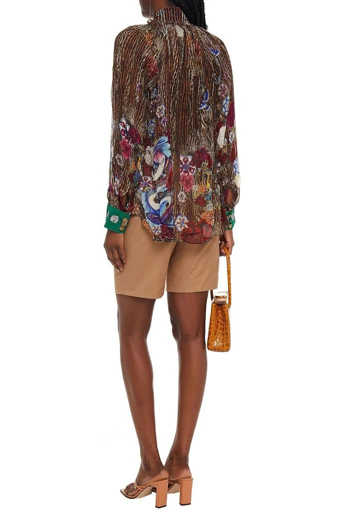 商品Camilla|Crystal-embellished gathered printed silk-georgette shirt,价格¥819,第1张图片
