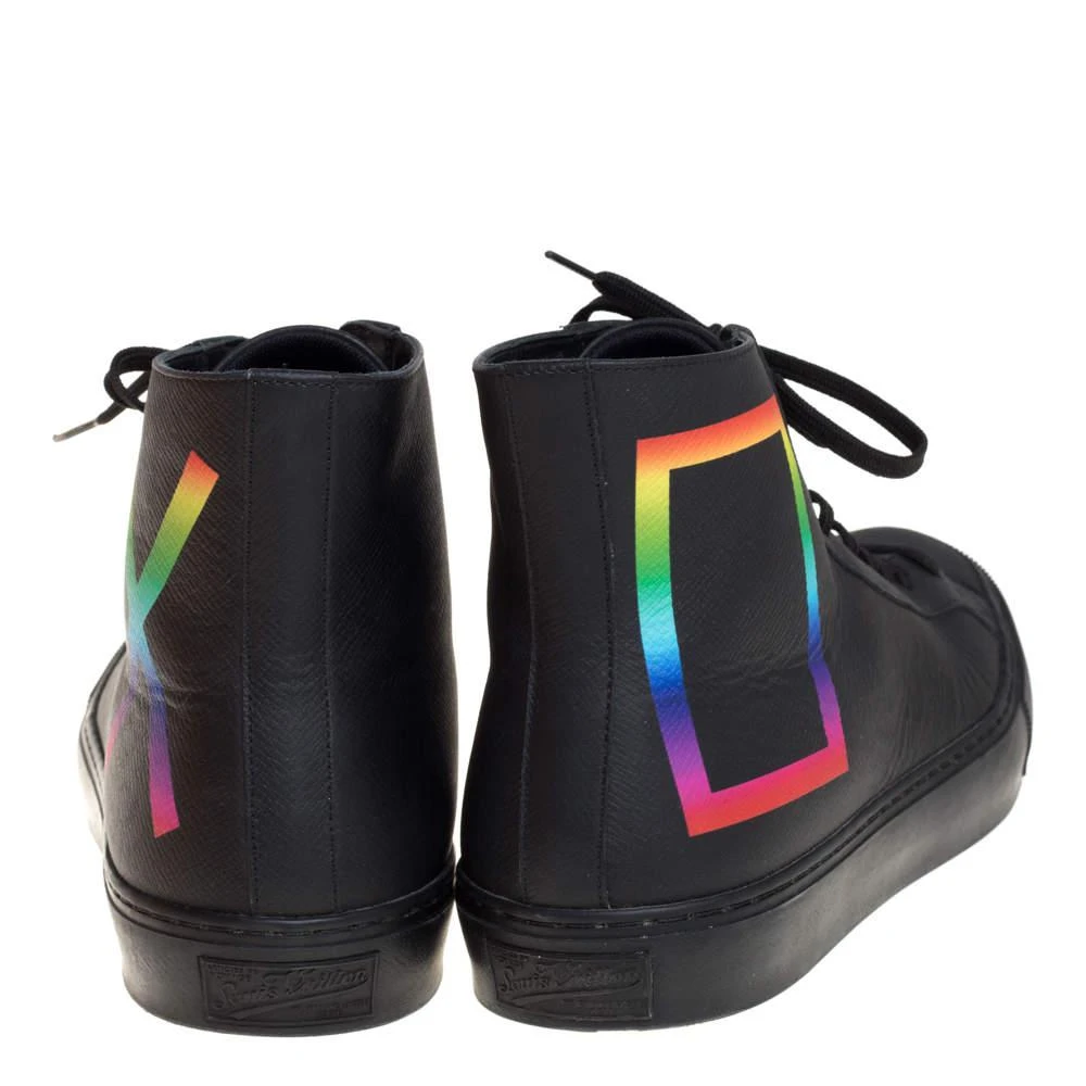 商品[二手商品] Louis Vuitton|Louis Vuitton Black Leather Tattoo High Top Sneakers Size 42,价格¥3826,第5张图片详细描述