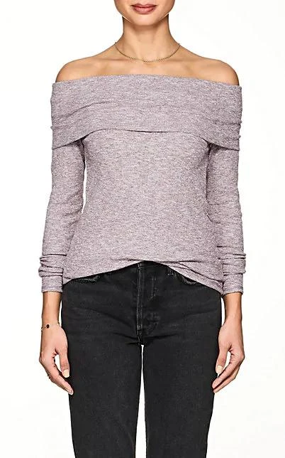 商品Lilla P|Mélange Cotton-Blend Off-The-Shoulder Top,价格¥309,第1张图片