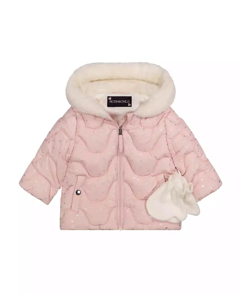 商品S Rothschild & CO|Baby Girls Foil Wave Quilt Puffer with Mittens,价格¥279,第1张图片